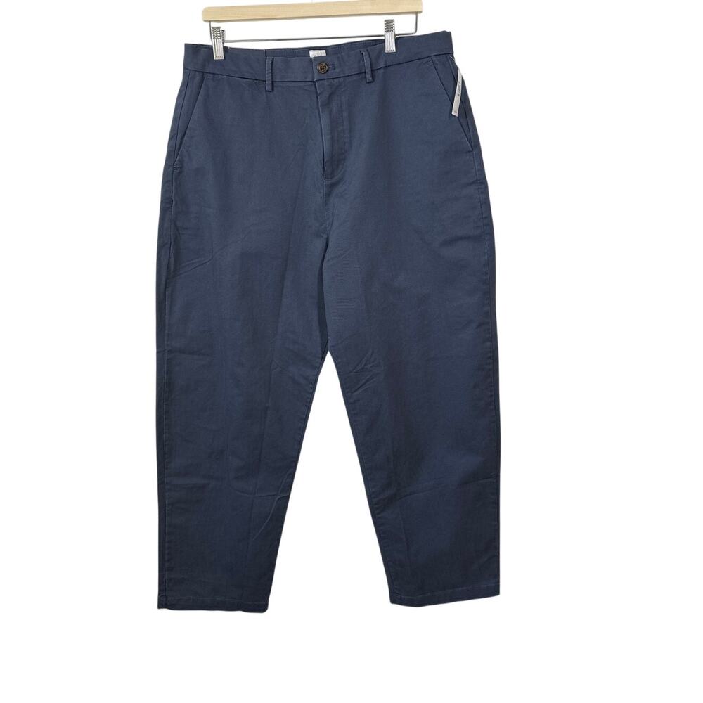 Gap Flex Essential Khaki Baggy Pants Blue Stretch Casual Chino Mens Sz 34 x 30